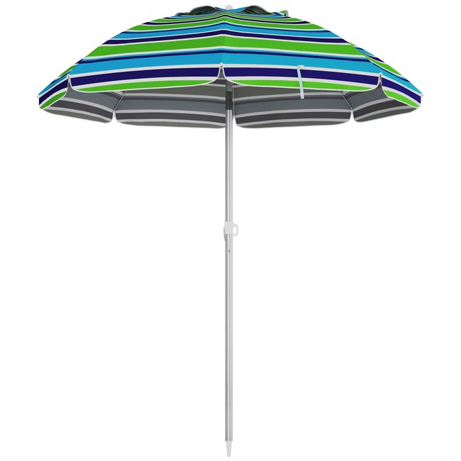 Parasol inclinable réglable de plage Ø178 cm sac inclus multicolore <span itemprop=