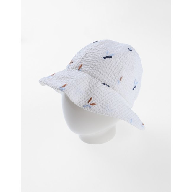 Chapeau imprimé végétal, blanc <span itemprop=
