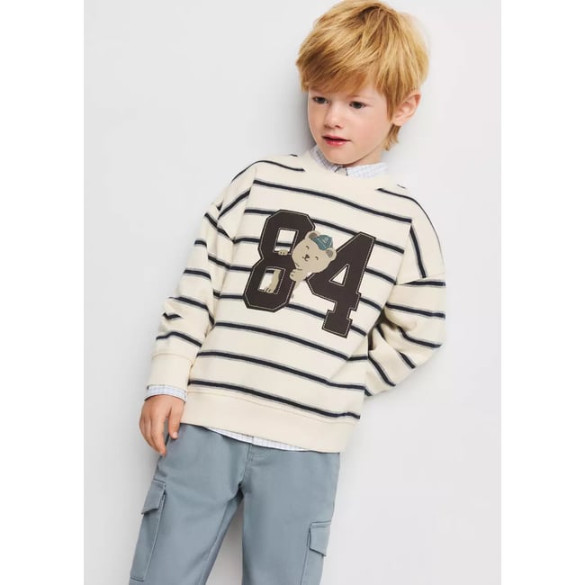 Sweat relaxed fit imprimé blanc cassé <span itemprop=