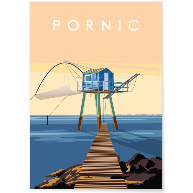 Affiche ville Pornic 3 Couleur blanc <span itemprop=