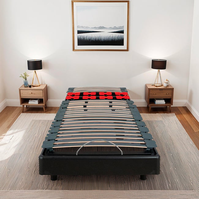 Sommier électrique à lattes et plots BODYSOFT Couleur noir <span itemprop=