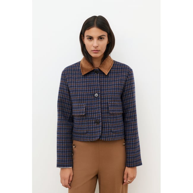 Manteau court structuré GTINA bleu marine <span itemprop=