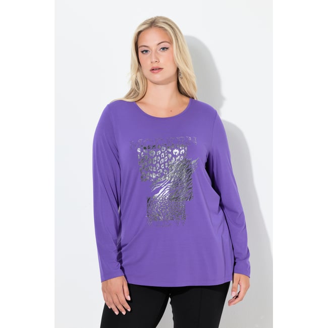 T-shirt avec strass fantaisie violet <span itemprop=