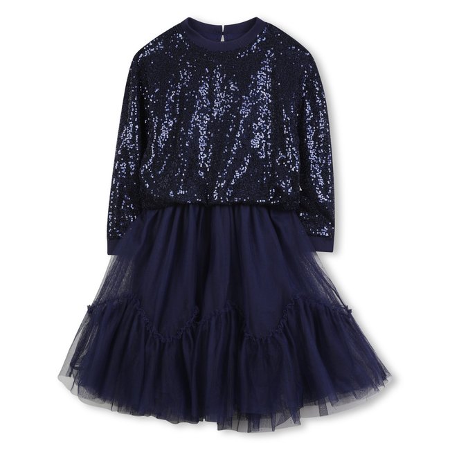 Robe bi-matière indigo blue <span itemprop=