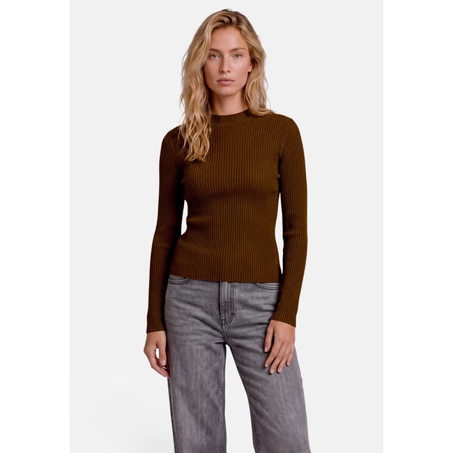 Pull-over en fine maille à col droit monk's robe <span itemprop=