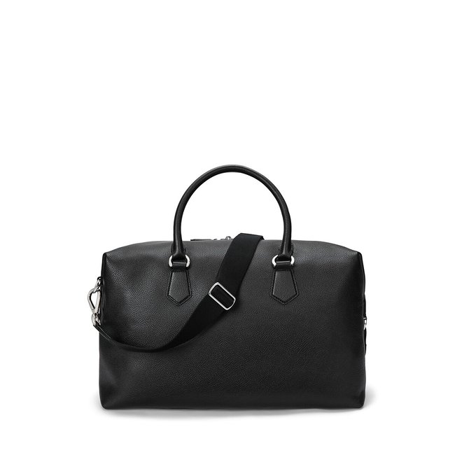 Sac de voyage en cuir chagrin noir <span itemprop=