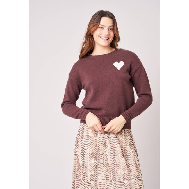 Pull femme maille douce motif cœur ADONIS - DEELUXE