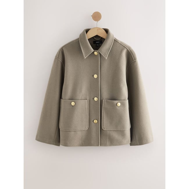 Veste brossée avec col naturel <span itemprop=