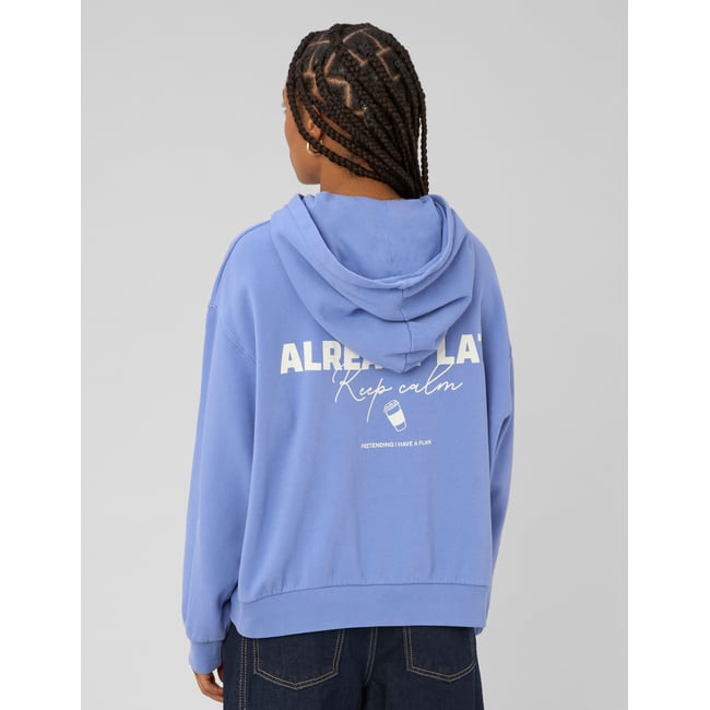 Sweat à capuche imprimé bleu <span itemprop=