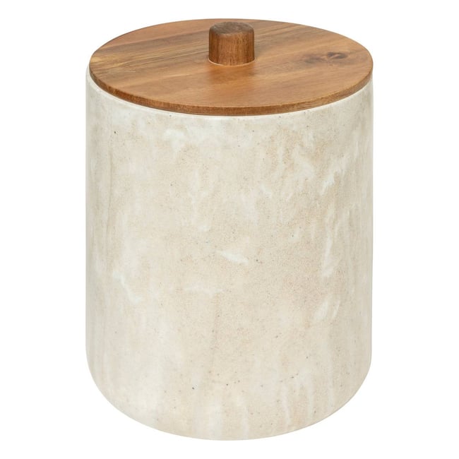 Poubelle salle de bain 5L effet travertin CÔME Couleur beige <span itemprop=