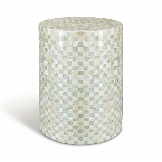Meuble d'appoint en coquille de Capiz, ZINA Couleur vert <span itemprop=
