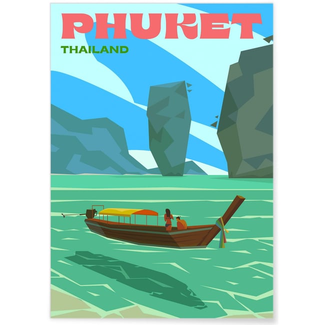 Affiche ville Phuket Couleur blanc <span itemprop=