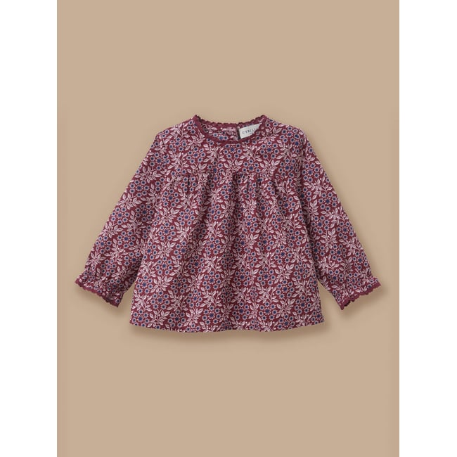 Blouse imprimée col dentelle imprimé ophelia <span itemprop=