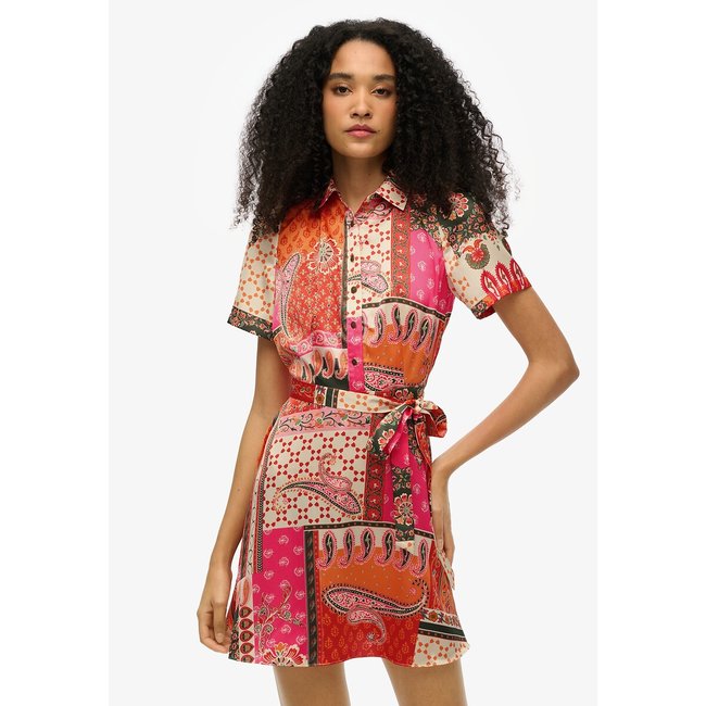 Korte patchwork hemdjurk <span itemprop=