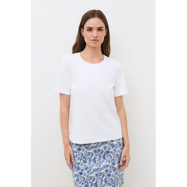 T-shirt droit col rond coton THUGO blanc <span itemprop=
