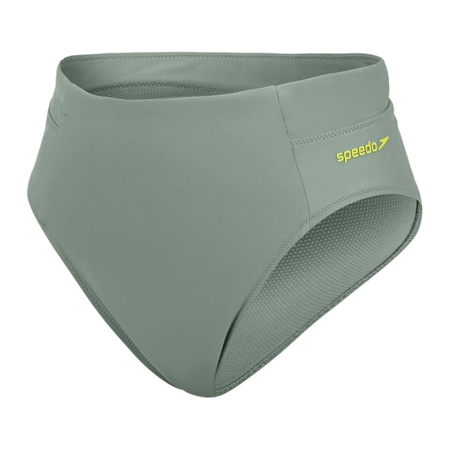 Bas de maillot de bain uni à taille haute vert <span itemprop=