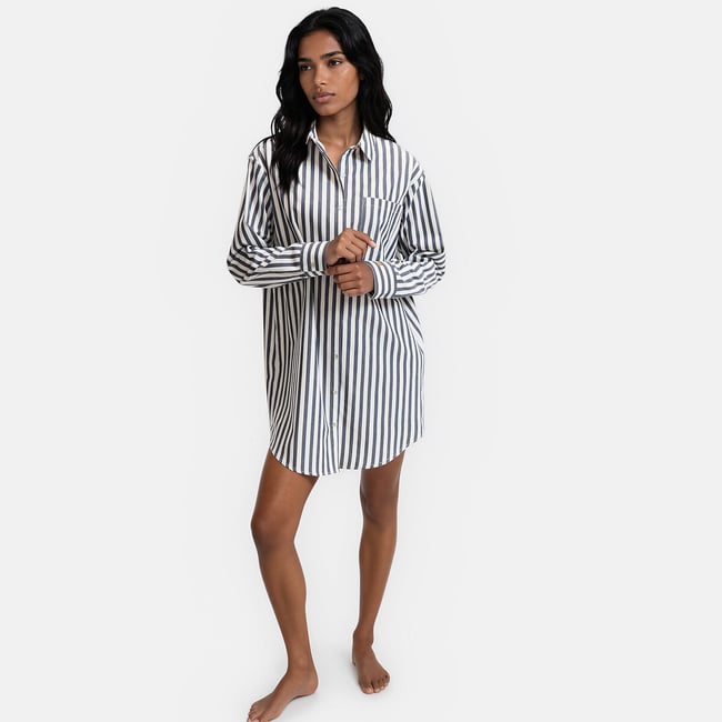 Chemise de nuit popeline rayée, Signature CARLITA - LA REDOUTE COLLECTIONS