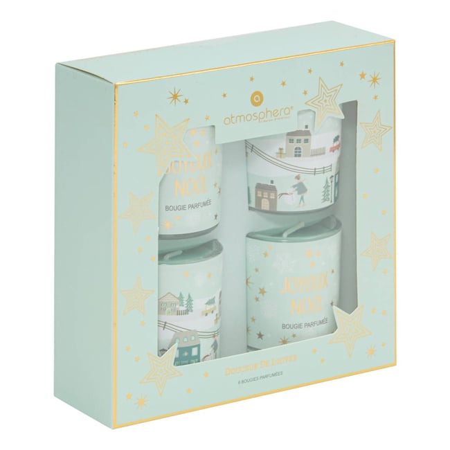 Coffret de 4 bougies parfumées Elvi Couleur vert <span itemprop=