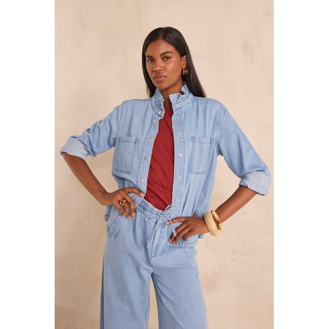 Chemisier à manches longues en coton DENISE pure bleached <span itemprop=