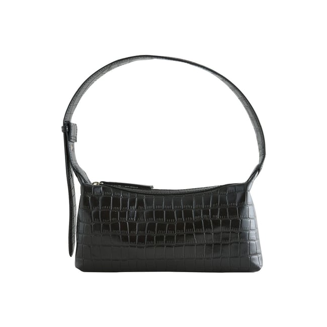 Petit sac à bandoulière en cuir noir <span itemprop=