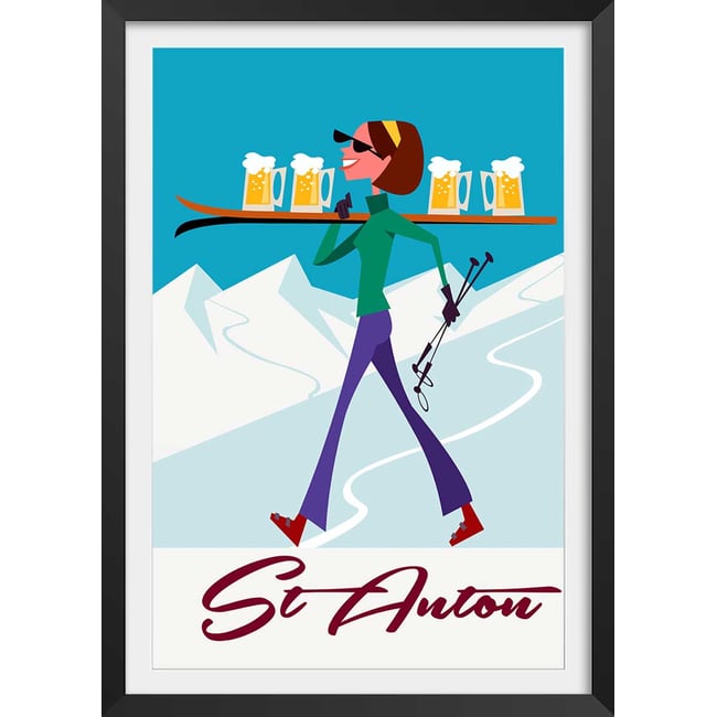 Poster retro chope à st anton - HEXOA