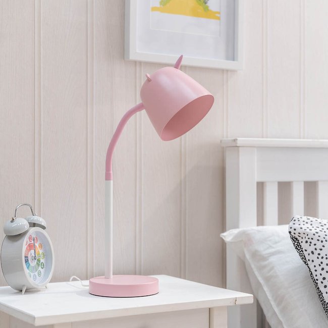 Integrated LED Table Lamp with Unicorn Shade, pink, SO'HOME