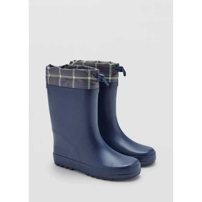 Bottes de pluie détail carreaux bleu marine <span itemprop=