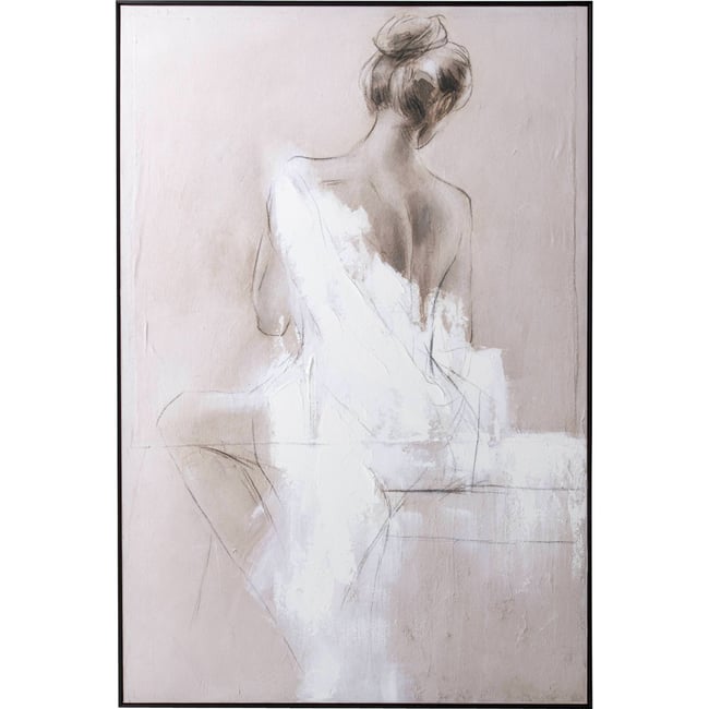 Tableau décoratif femme Couleur beige et blanc <span itemprop=