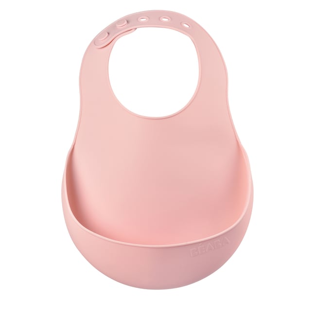 Bavoir silicone récupérateur réglable rose ancienne <span itemprop=