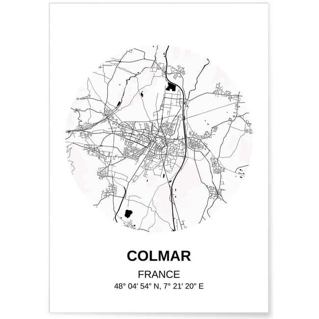 Affiche Carte Colmar Couleur blanc <span itemprop=