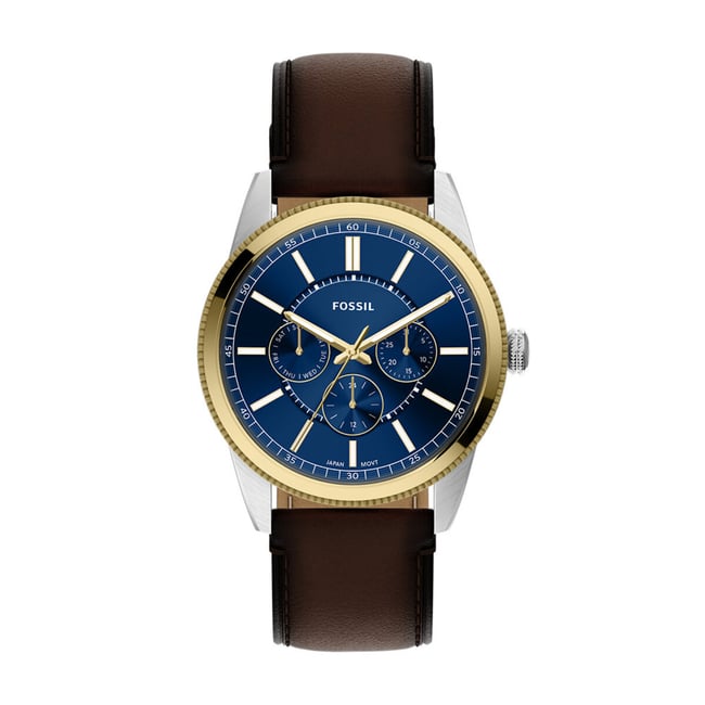 Montre Analogique  PEARSON doré bleu foncé marron <span itemprop=