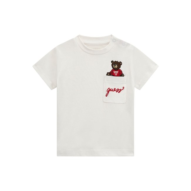T-Shirt Poche Brodée blanc <span itemprop=