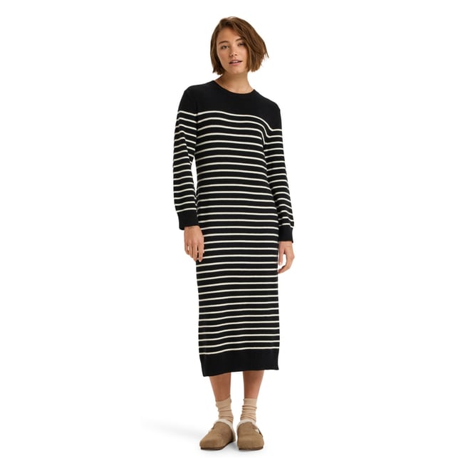 Robe pull à manches longues COOL WAVES. noir anthracite <span itemprop=