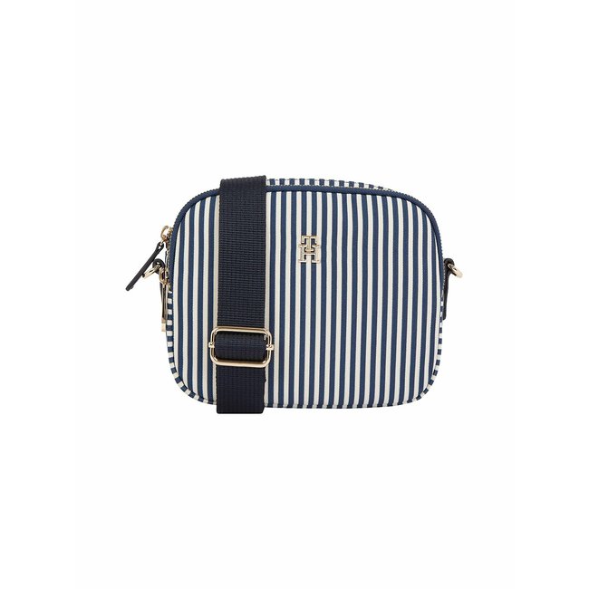 Gestreifte Camera-Bag Poppy Summer marine/weiss <span itemprop=