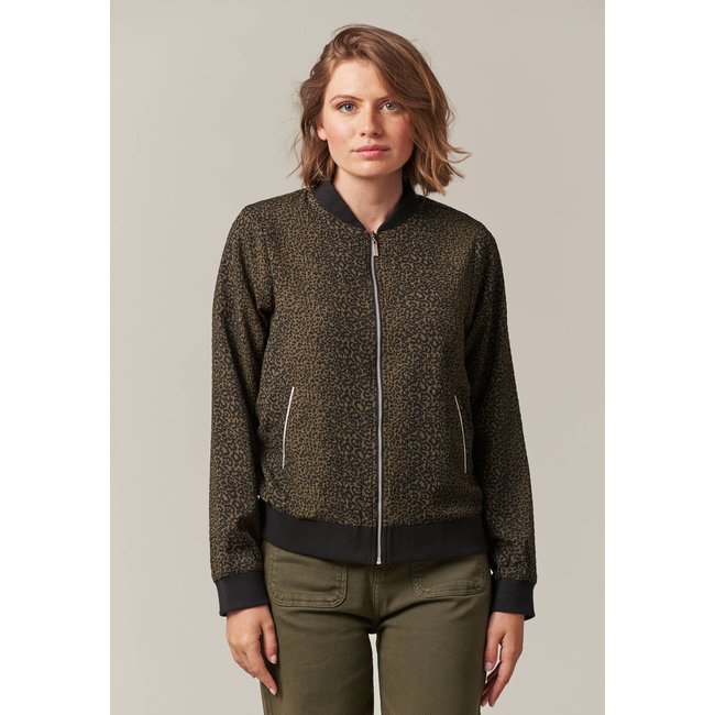 Bomber à motif léopard pour femme DORIANA kaki <span itemprop=