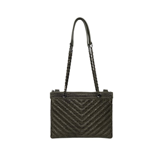 Sac 1440 Reporter cuir effet croco  vert kaki <span itemprop=