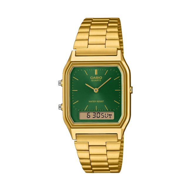 Montre Analogique Digital CASIO VINTAGE doré vert doré <span itemprop=