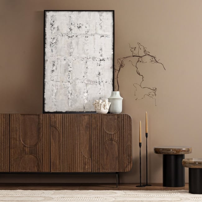 Buffet en bois de manguier 4 portes L180 - AGRA Couleur bois foncé <span itemprop=