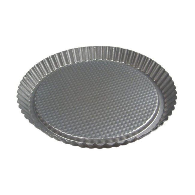 Moule à tarte bord cannelé acier revêtu d28 x h3 cm blanc <span itemprop=