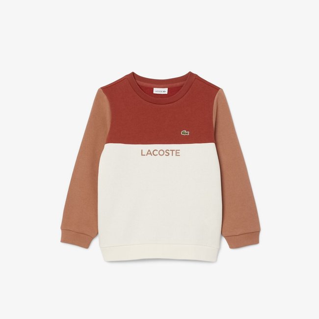 Sweat col rond en molleton ecru/rouille <span itemprop=