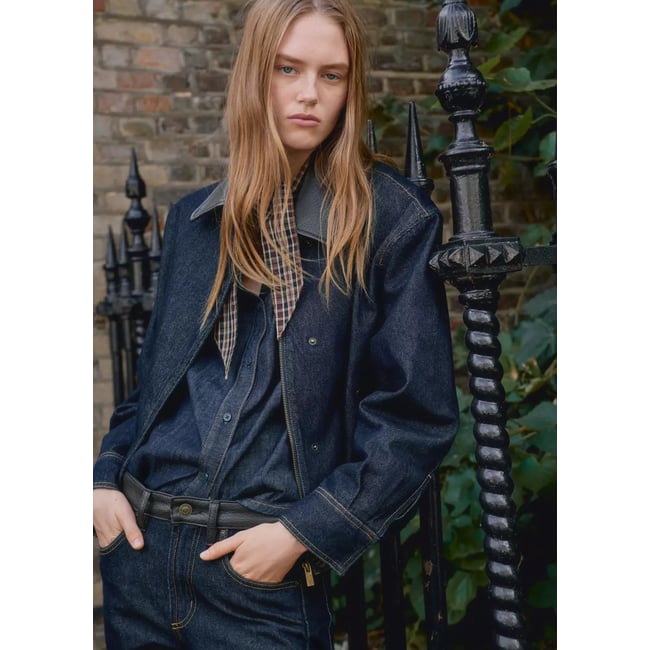 Veste bomber en jean bleu <span itemprop=