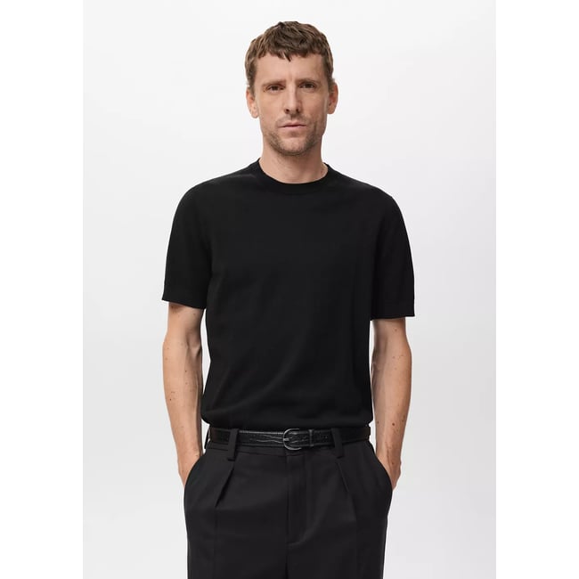 T-shirt maille fine coton noir <span itemprop=