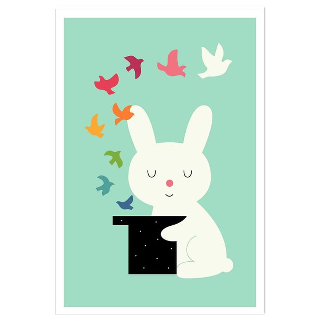 Affiche enfant lapin magicien - HEXOA