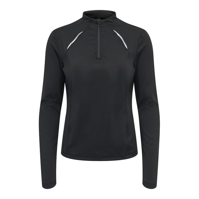Camisola desportiva com meio fecho preto  <span itemprop=