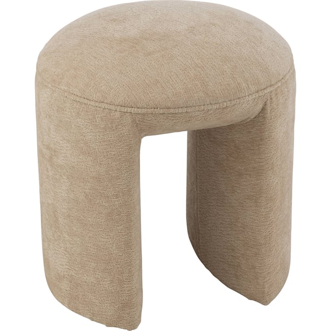 Tabouret rond en tissu assise confortable Couleur beige naturel textile doux <span itemprop=