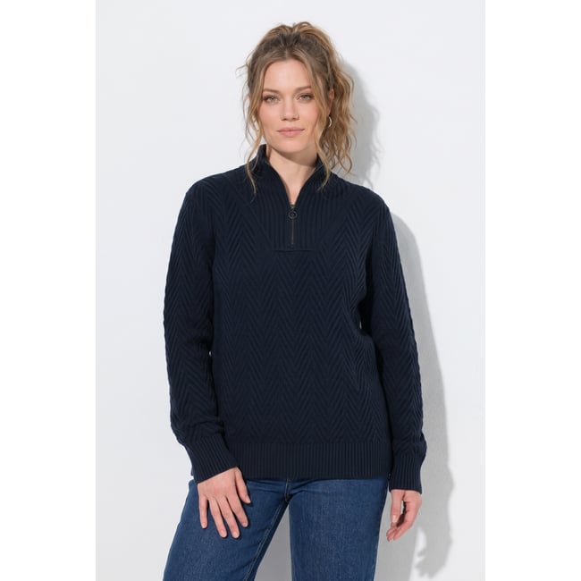 Pull en coton bio, motif à chevrons - ULLA POPKEN