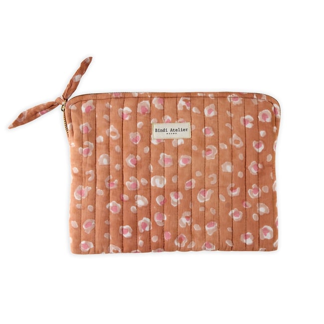 Pochette plate imprimée BENGAL orange praline <span itemprop=