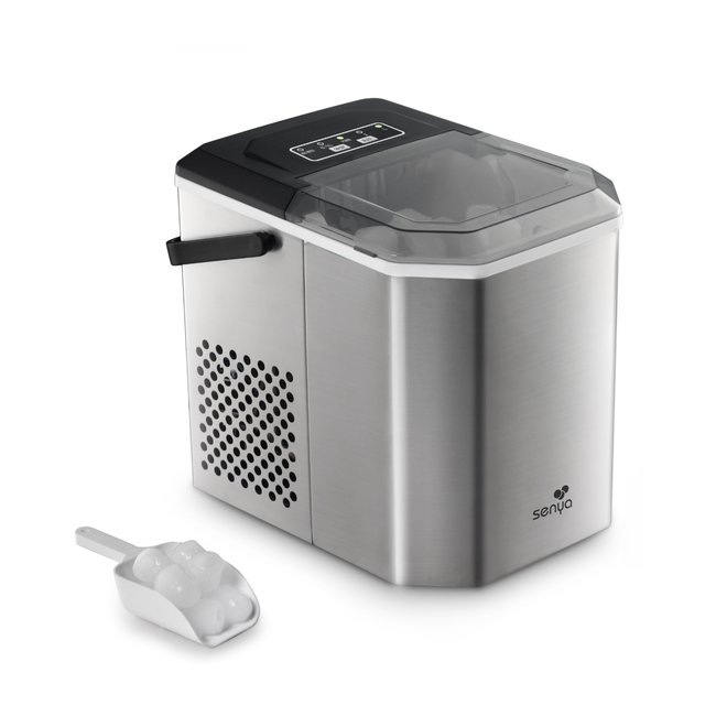 Machine à glaçons électrique portable – Glaçons en 6 min pour apéros et cocktails – 12Kg/24h – Réservoir 1,3 L gris <span itemprop=