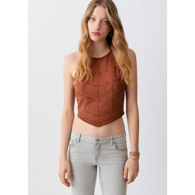 Jean low waist flare gris denim <span itemprop=