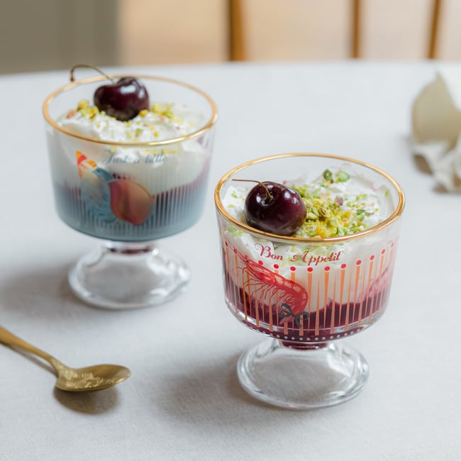 Set of 2 'Under The Sea' Glass Dessert Bowls, transparent, YVONNE ELLEN